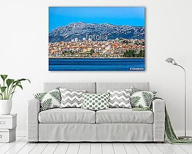 Podstrana coastline mediterranean scenery. / Seafront view at picturesque small town Podstrana in suburb of Split city, Croatia  (vászonkép) - vászonkép, falikép otthonra és irodába
