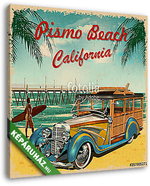 Pismo Beach,California retro poster. - vászonkép 3D látványterv