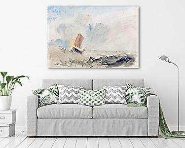 Hullámzó tenger halászhajóval (színverzió 2) (vászonkép) - vászonkép, falikép otthonra és irodába