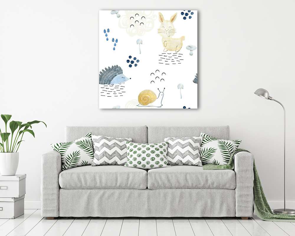 Kisállatos tapétaminta (keretezett kép) - vászonkép, falikép otthonra és irodába