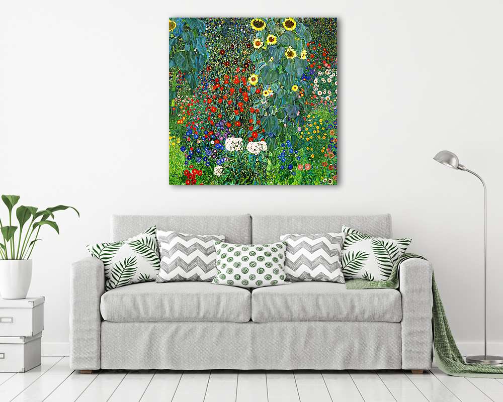 Kert napraforgókkal (színverzió 2) - vászonkép, falikép vásárlás Kert napraforgókkal (színverzió 2) (bögre) - vászonkép, falikép otthonra és irodába