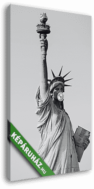Szabadság szobor rózsaszín rágógumi bubival - vászonkép 3D látványterv Szabadság szobor rózsaszín rágógumi bubival - vászonkép 3D látványterv