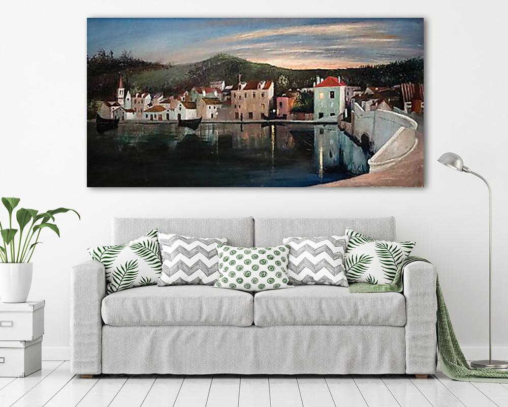 Traui (trogiri) látkép naplemente idején (1899) - vászonkép, falikép vásárlás Traui (trogiri) látkép naplemente idején (1899) (fotótapéta) - vászonkép, falikép otthonra és irodába
