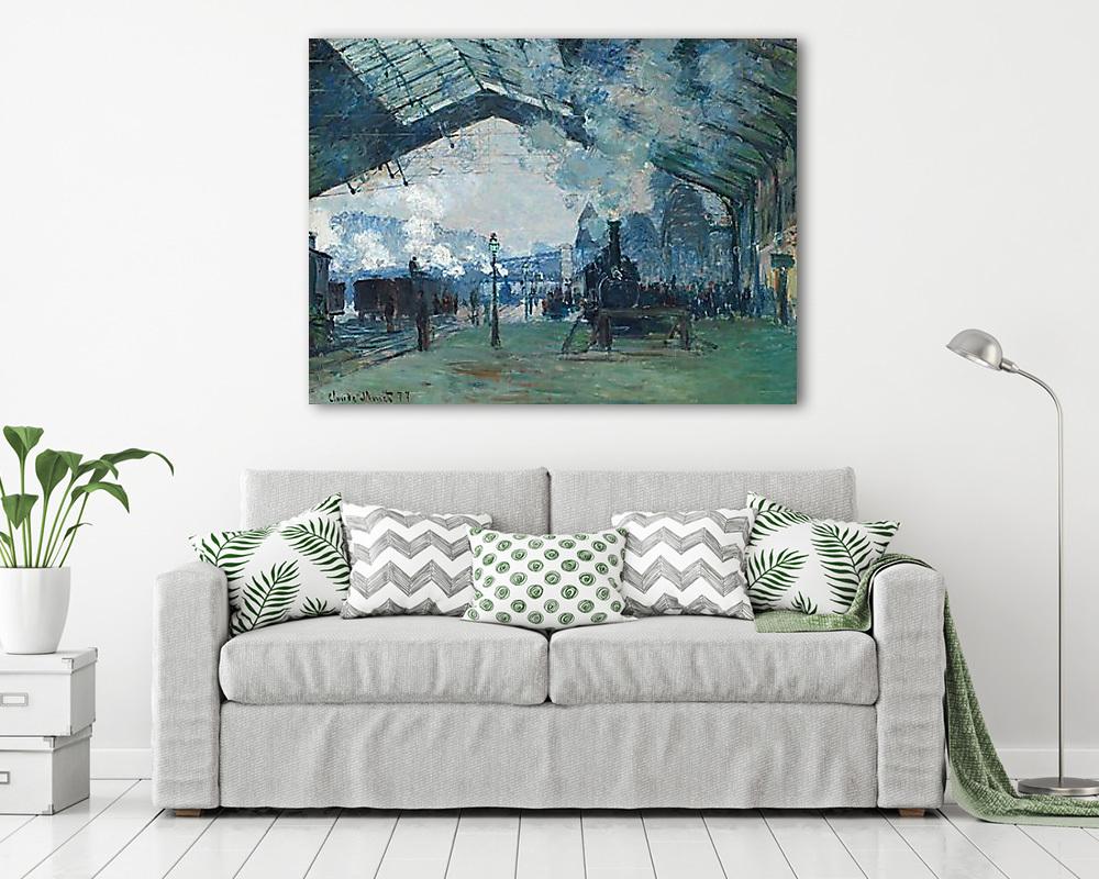 Érkezés a Gare Saint-Lazare állomásra (1877) (többrészes kép) - vászonkép, falikép otthonra és irodába