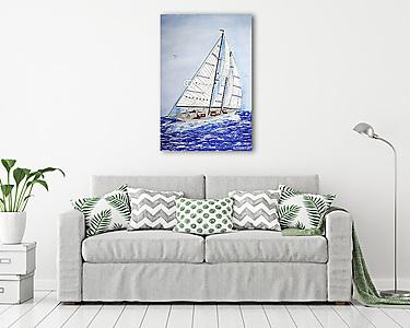 Vitorlás nyílt tengeren (vászonkép) - vászonkép, falikép otthonra és irodába
