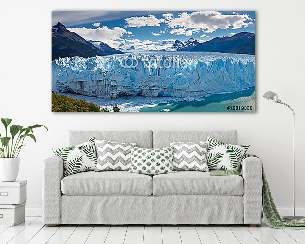 Perito Moreno-gleccser, Patagónia, Argentína - panorámás kilátás (keretezett kép) - vászonkép, falikép otthonra és irodába