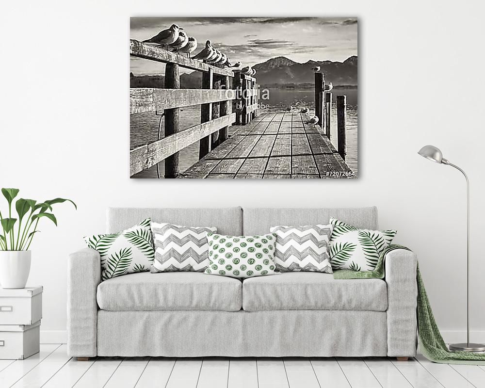 régi, fából készült móló (vászonkép) - vászonkép, falikép otthonra és irodába