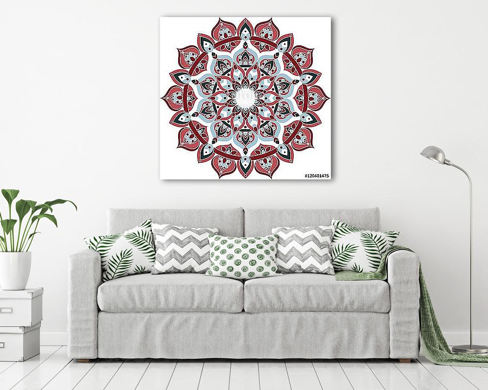 Vector ornate blue and red mandala illustration - vászonkép, falikép vásárlás Vector ornate blue and red mandala illustration (vászonkép) - vászonkép, falikép otthonra és irodába