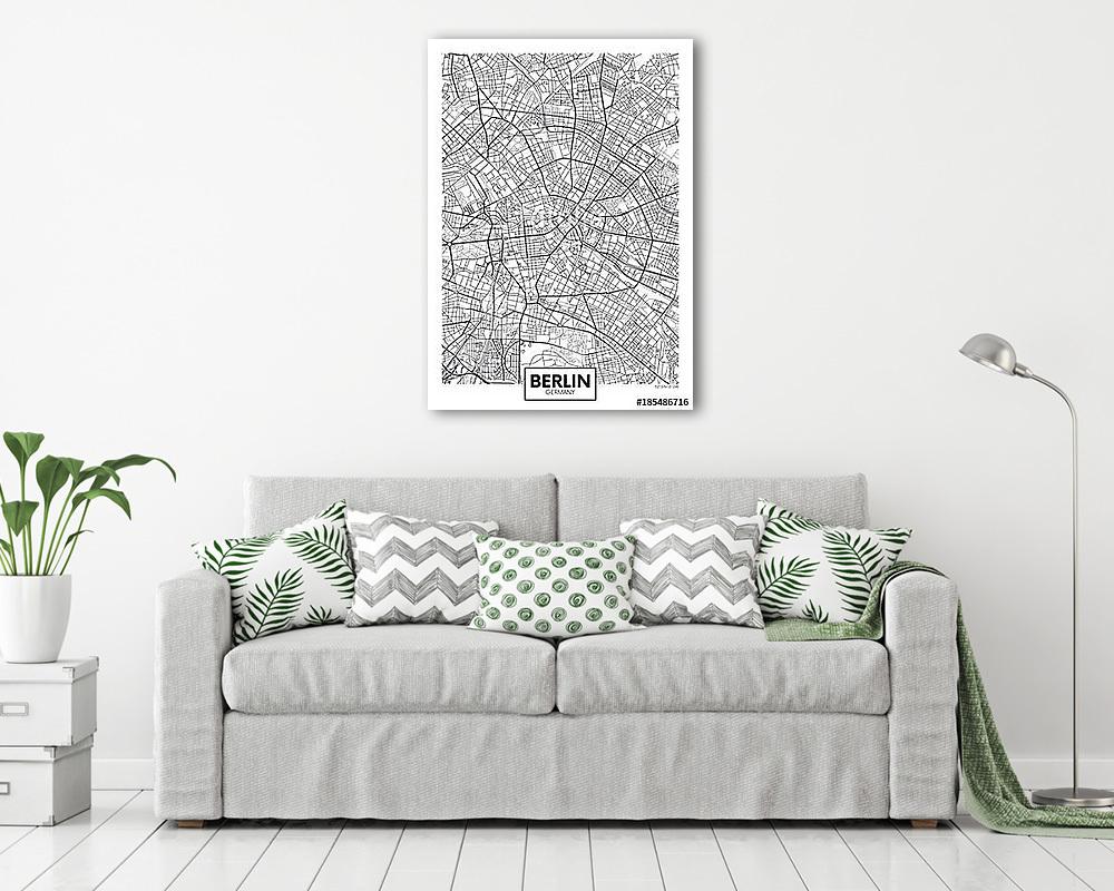 Detailed vector poster city map Berlin (többrészes kép) - vászonkép, falikép otthonra és irodába