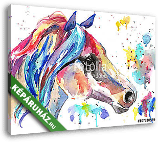 Horse head. Color watercolor illustration. Hand drawn - vászonkép 3D látványterv