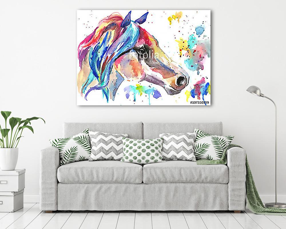 Horse head. Color watercolor illustration. Hand drawn - vászonkép, falikép vásárlás Horse head. Color watercolor illustration. Hand drawn (vászonkép) - vászonkép, falikép otthonra és irodába