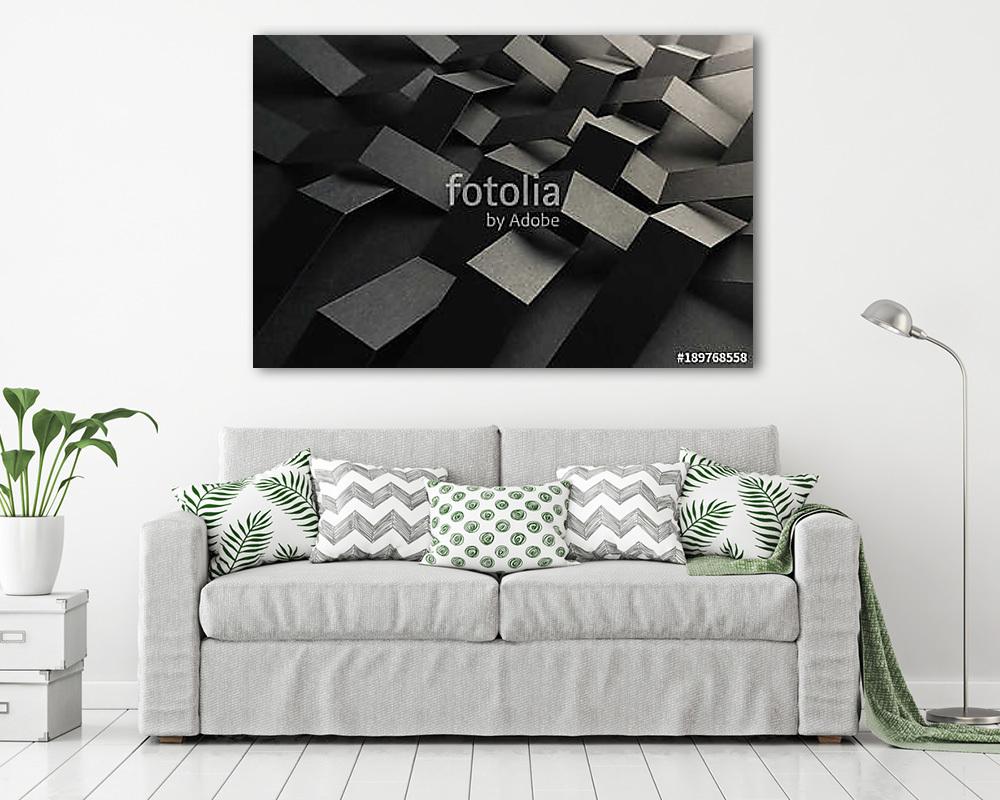 Composition abstract of geometric shapes, dark background - vászonkép, falikép vásárlás Composition abstract of geometric shapes, dark background (fotótapéta) - vászonkép, falikép otthonra és irodába