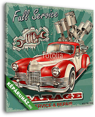 Vintage garage retro poster - vászonkép 3D látványterv