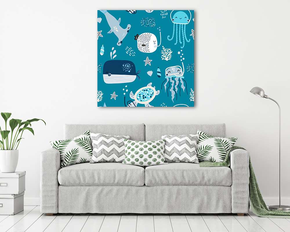 Vízalatti barátok tapétaminta - vászonkép, falikép vásárlás Vízalatti barátok tapétaminta (vászonkép) - vászonkép, falikép otthonra és irodába