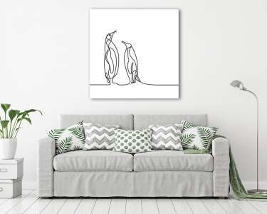 Pingvinek (vonalrajz; line art) (vászonkép) - vászonkép, falikép otthonra és irodába