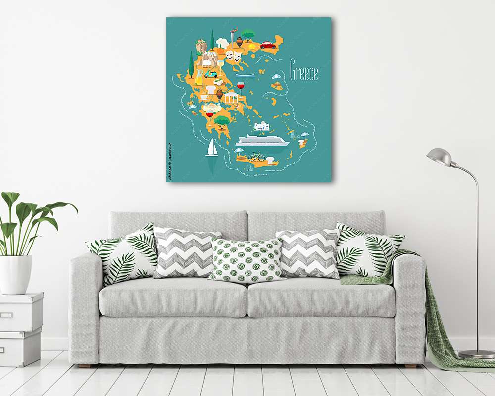 Görög térkép poszter  - vászonkép, falikép vásárlás Görög térkép poszter  (fotótapéta) - vászonkép, falikép otthonra és irodába