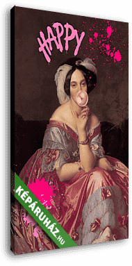 Happy - rózsaszín rágógumi lufival (Barokk & Graffiti) - vászonkép 3D látványterv Happy - rózsaszín rágógumi lufival (Barokk & Graffiti) - vászonkép 3D látványterv