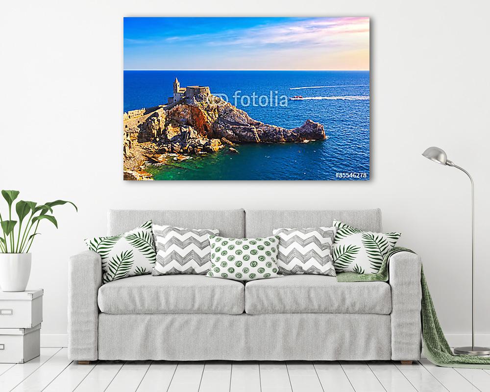 Portovenere, San Pietro templom. Cinque terre, Liguria Olaszorsz - vászonkép, falikép vásárlás Portovenere, San Pietro templom. Cinque terre, Liguria Olaszorsz (bögre) - vászonkép, falikép otthonra és irodába