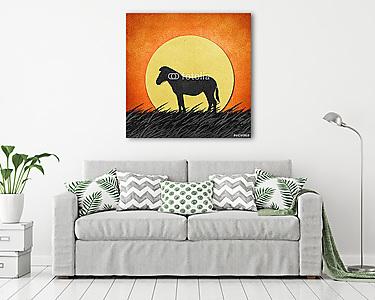 Szavannai naplemente zebrával (vászonkép) - vászonkép, falikép otthonra és irodába
