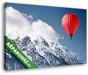 Hőlégballon a havas hegyeknél - vászonkép 3D látványterv