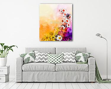 Színes virág kompozíció (olajfestmény reprodukció) (vászonkép) - vászonkép, falikép otthonra és irodába