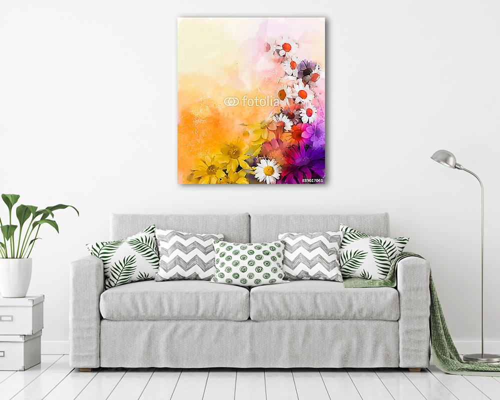 Színes virág kompozíció (olajfestmény reprodukció) (poszter) - vászonkép, falikép otthonra és irodába