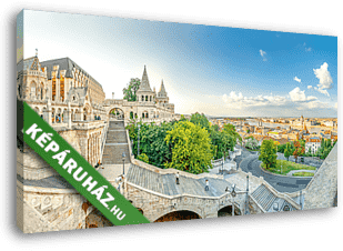 Budapest, Fischerbastei, Panorama über Budapest, - vászonkép 3D látványterv