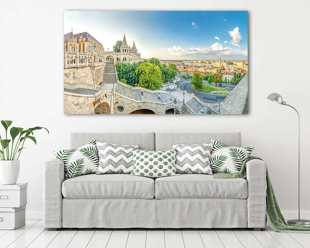 Budapest, Fischerbastei, Panorama über Budapest, (vászonkép) - vászonkép, falikép otthonra és irodába