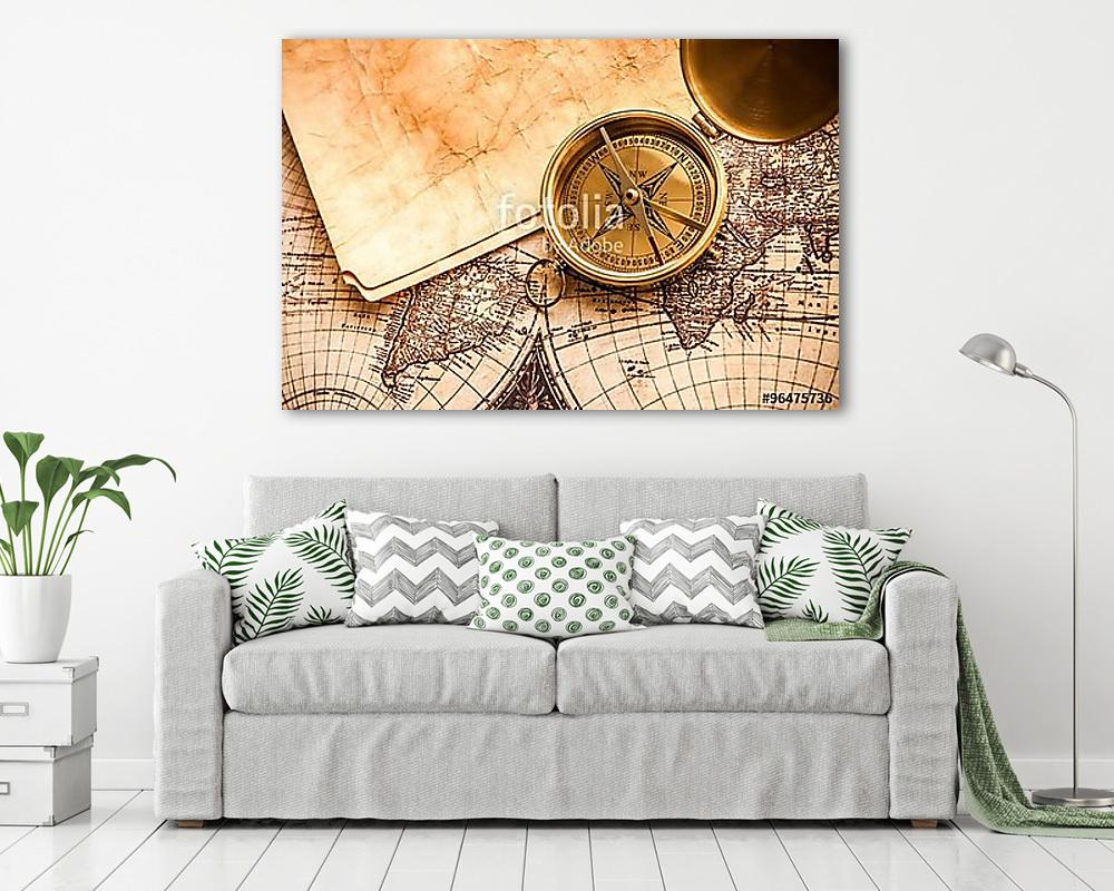 Régi térkép iránytűvel - vászonkép, falikép vásárlás Régi térkép iránytűvel (vászonkép) - vászonkép, falikép otthonra és irodába