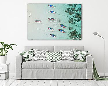Halászcsónakok pihenője (drónfelvétel) (vászonkép) - vászonkép, falikép otthonra és irodába
