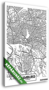 Detailed vector poster city map Hamburg - vászonkép 3D látványterv