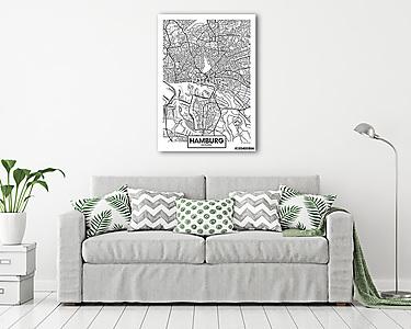 Detailed vector poster city map Hamburg (vászonkép) - vászonkép, falikép otthonra és irodába