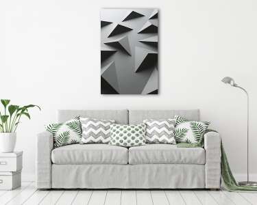 Macro image of gray geometric shapes, three-dimensional effect, abstract background (vászonkép) - vászonkép, falikép otthonra és irodába
