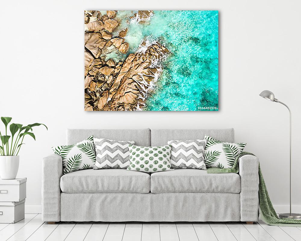 Wellen treffen auf Granitsteine (többrészes kép) - vászonkép, falikép otthonra és irodába