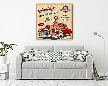 Vintage garage retro poster (vászonkép) - vászonkép, falikép otthonra és irodába