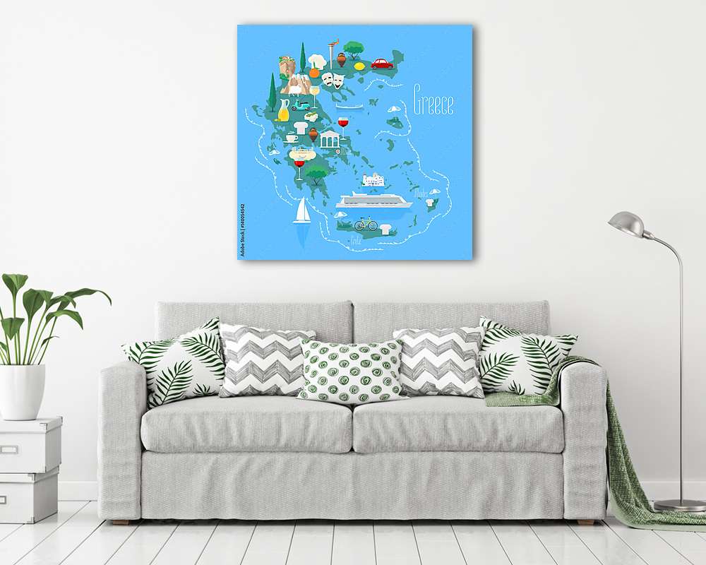 Görögország térkép utazás poszter - vászonkép, falikép vásárlás Görögország térkép utazás poszter (vászonkép) - vászonkép, falikép otthonra és irodába