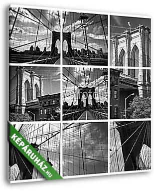 Collage Pont de Brooklyn noir et blanc - New York USA - vászonkép 3D látványterv