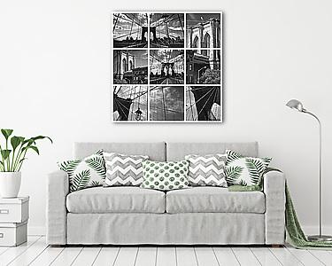 Collage Pont de Brooklyn noir et blanc - New York USA (vászonkép) - vászonkép, falikép otthonra és irodába