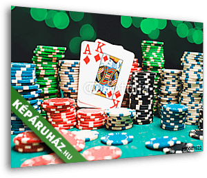 Póker zsetonok és kártyák - vászonkép 3D látványterv