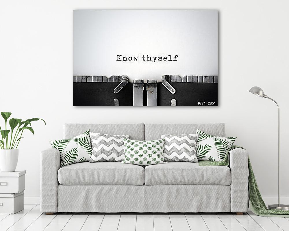 Knowledge. Inspiráló idézet egy régi írógépen. (vászonkép) - vászonkép, falikép otthonra és irodába