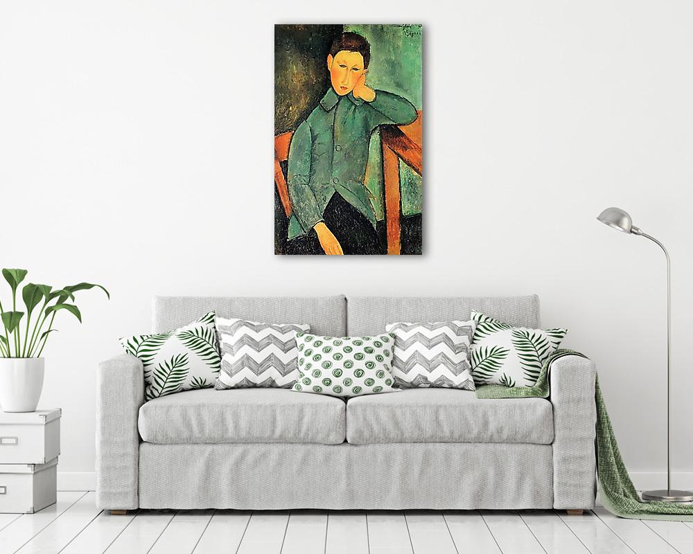 Fiú kék kabátban (vászonkép) - vászonkép, falikép otthonra és irodába