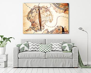 Antarktisz térkép és iránytű (vászonkép) - vászonkép, falikép otthonra és irodába