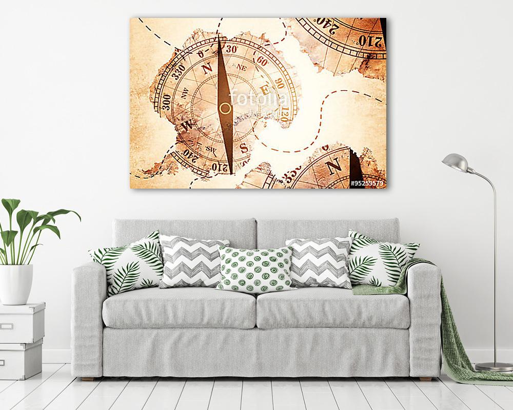 Antarktisz térkép és iránytű (vászonkép) - vászonkép, falikép otthonra és irodába