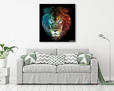 Az oroszlán digitális fantasy fraktál design művészete (vászonkép) - vászonkép, falikép otthonra és irodába