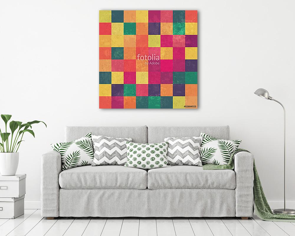 Retro squary színes vintage vektor háttérben (bögre) - vászonkép, falikép otthonra és irodába