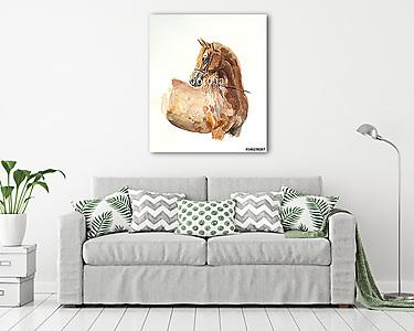 gesztenye arabiai ló akvarell (vászonkép) - vászonkép, falikép otthonra és irodába