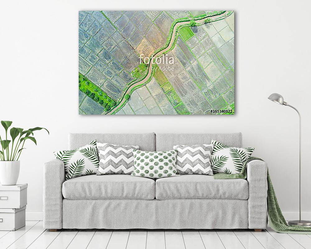 Rizsföldek madártávlatból (drónfelvétel) (bögre) - vászonkép, falikép otthonra és irodába