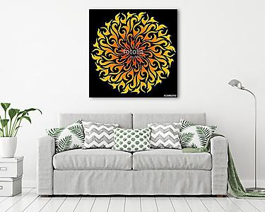 Vector abstract fire mandala. Decorative flame circle (vászonkép) - vászonkép, falikép otthonra és irodába
