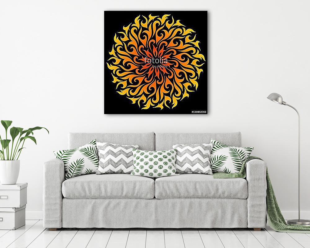 Vector abstract fire mandala. Decorative flame circle (vászonkép) - vászonkép, falikép otthonra és irodába