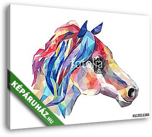 Horse head, mosaic. Trendy style geometric on white background. - vászonkép 3D látványterv